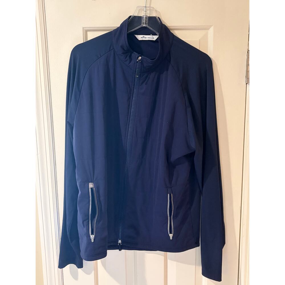 Peter Millar Navy Full Zip Jacket XL Performance Stretch Golf Lightweight